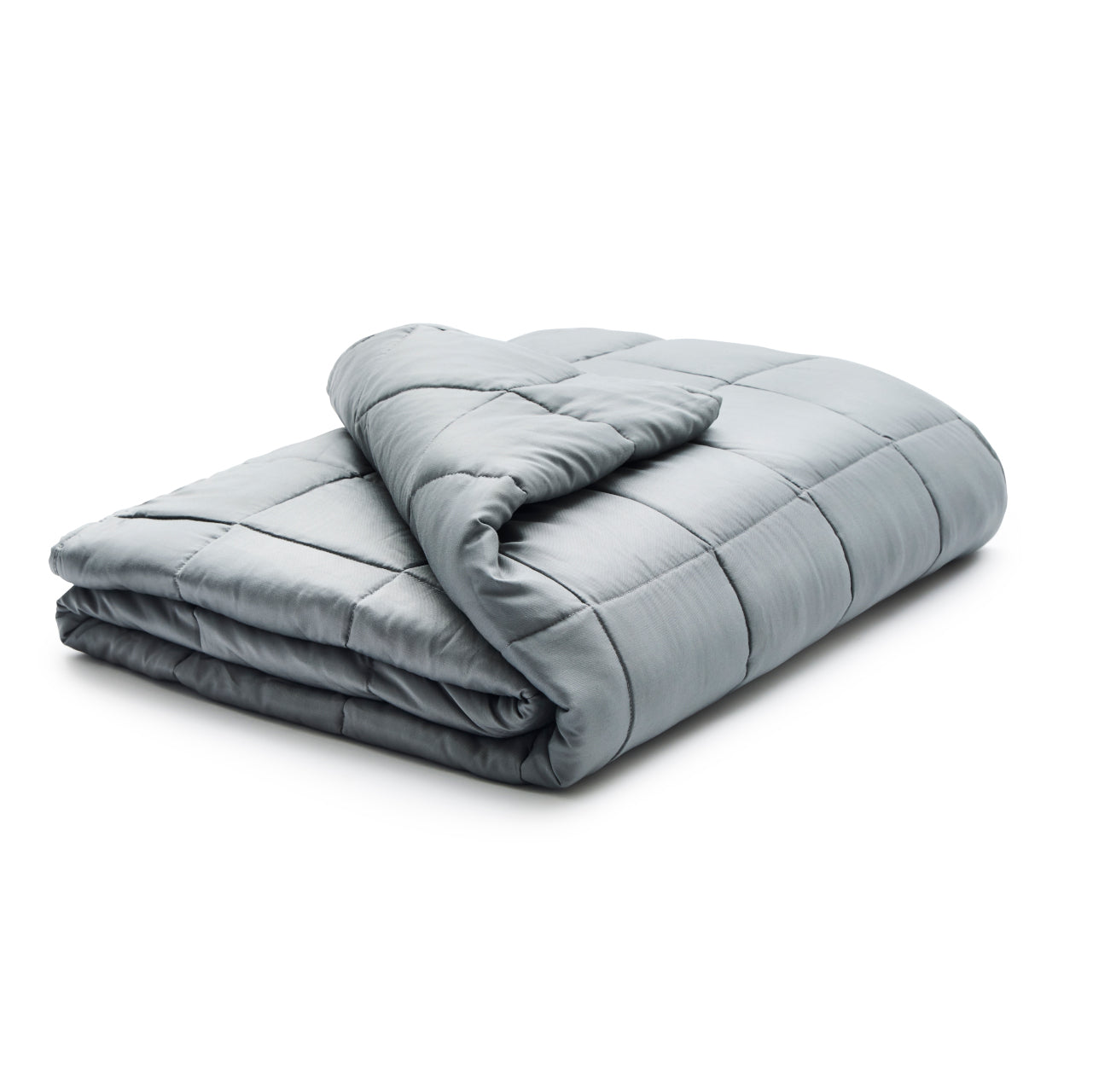 Foldet lysegrå Scandinavian Rest Tyngdedyne med bambusbetræk på hvid baggrund